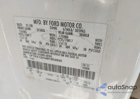 2008 Ford F-150 Fx2/Stx/Xl/Xlt из США, поврежденный, VIN 1FTRX12W48FB02825